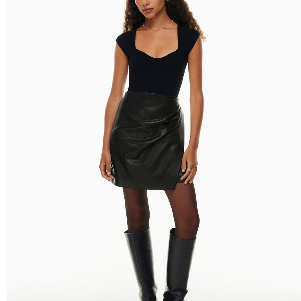 Wilfred “Angie” Vegan Leather Black Mini Skirt